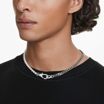 swarovski dextera necklace pav crystal pearl white rhodium plated