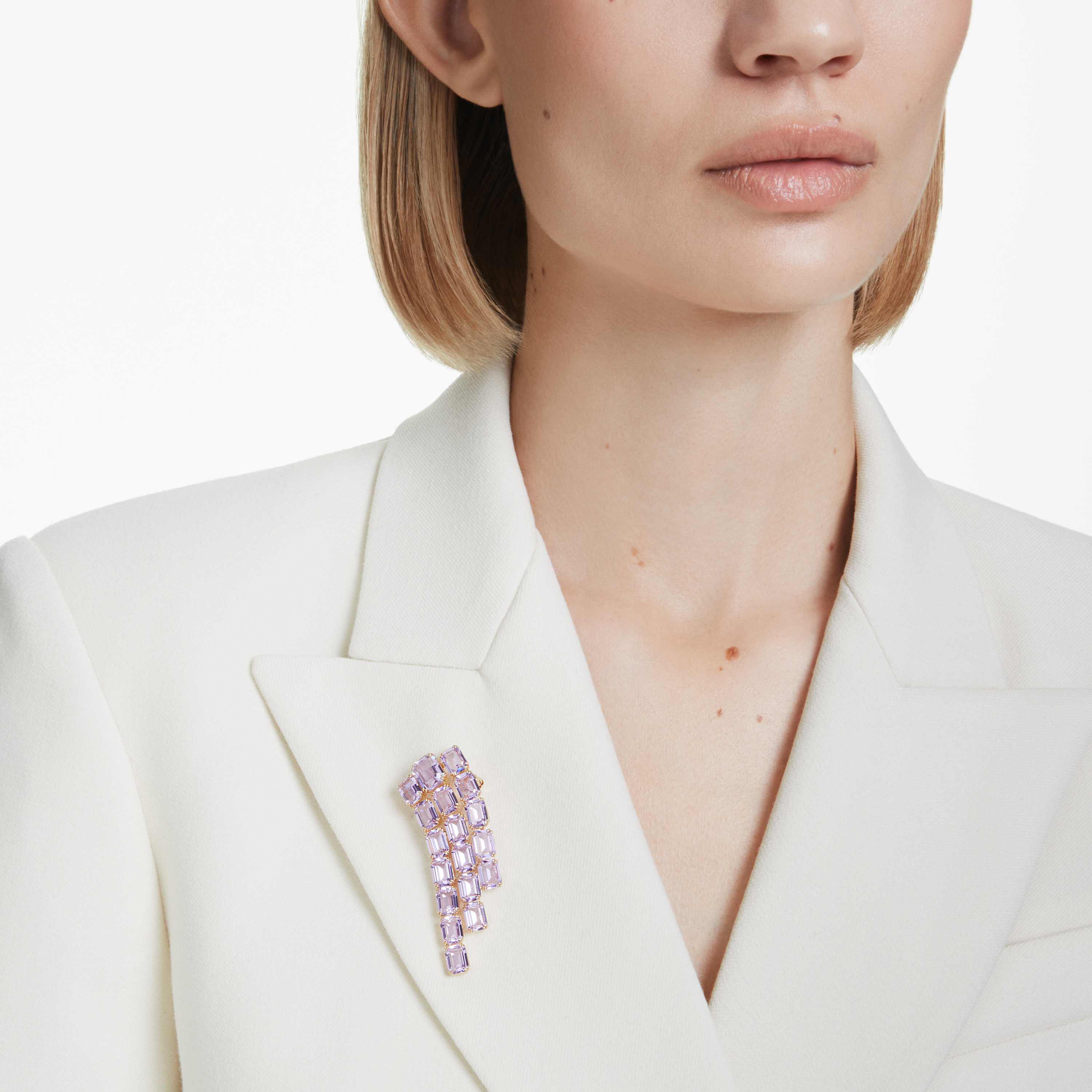 swarovski millenia brooch  octagon cut  purple  gold tone plated