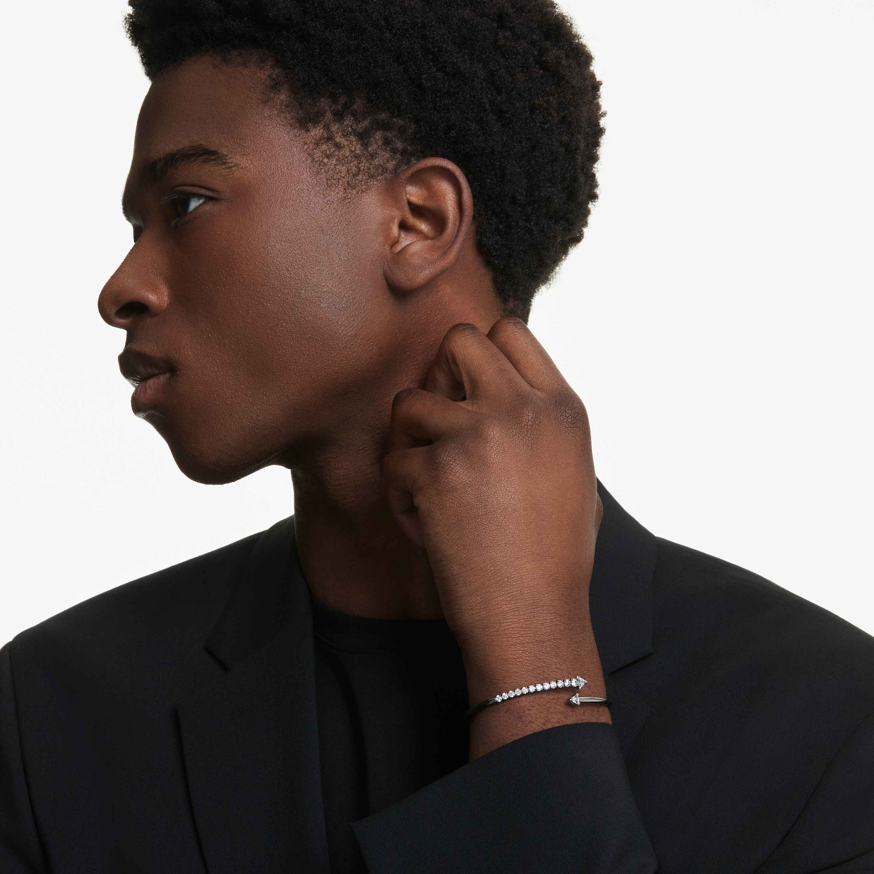 swarovski sublima bangle  white  ruthenium plated