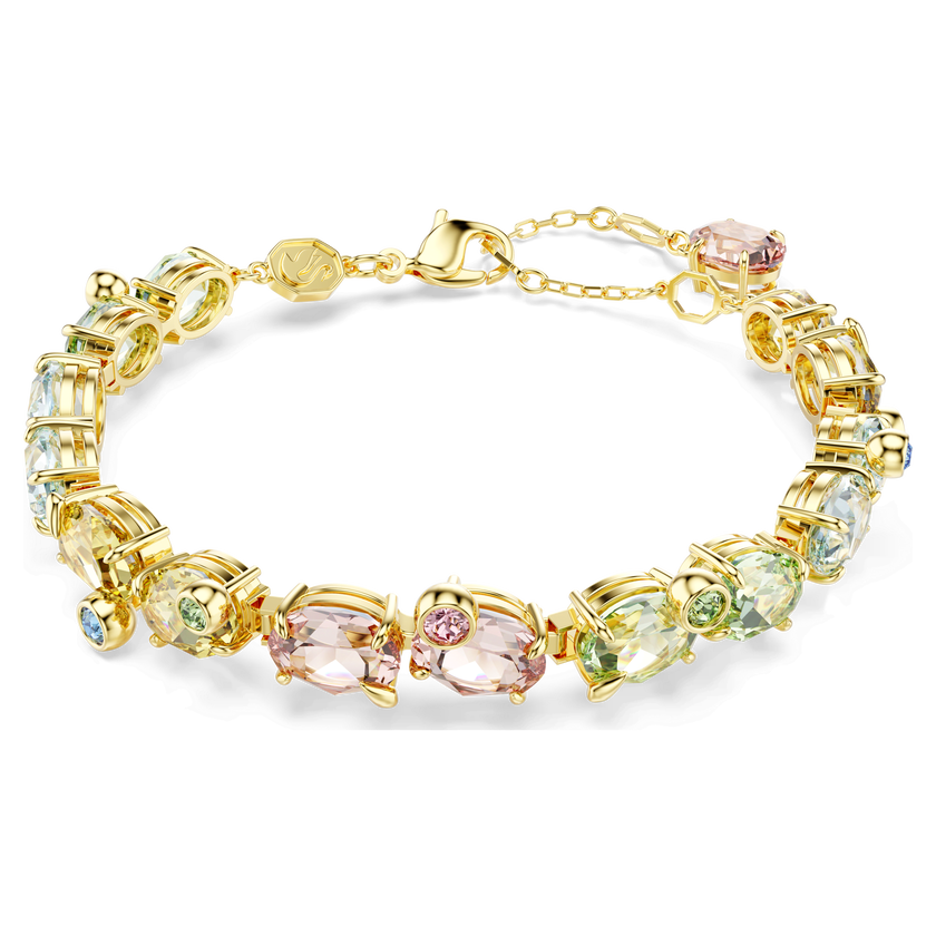 swarovski gema tennis bracelet  mixed cuts  multicolored  gold tone plated