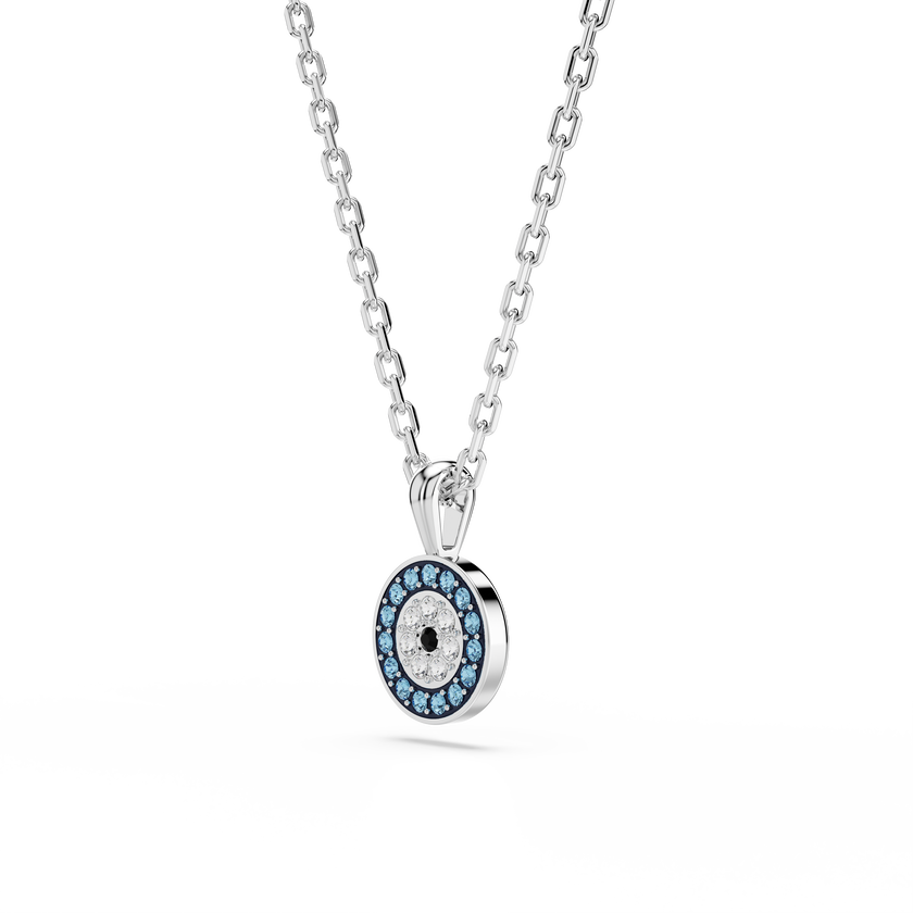 swarovski luckily pendant  pav   eye  blue  rhodium plated