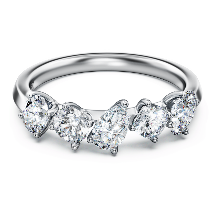 swarovski galaxy ring  lab grown diamonds 1 ct tw  mixed shapes  18k white gold