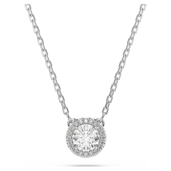 swarovski una angelic pendant  round cut  pav   white  rhodium plated
