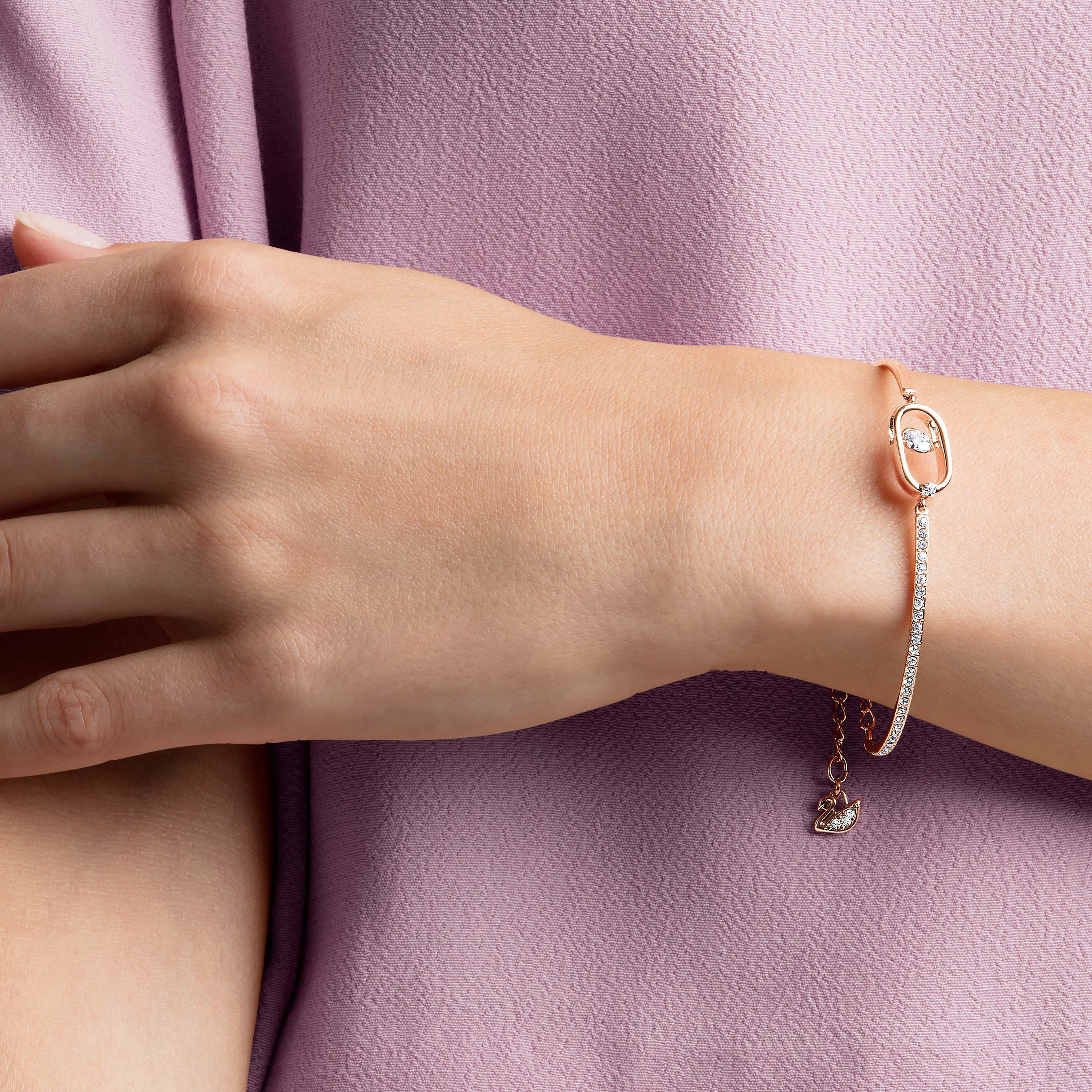 Buy Swarovski Una bracelet Round cut Oval shape White Rose gold tone plated