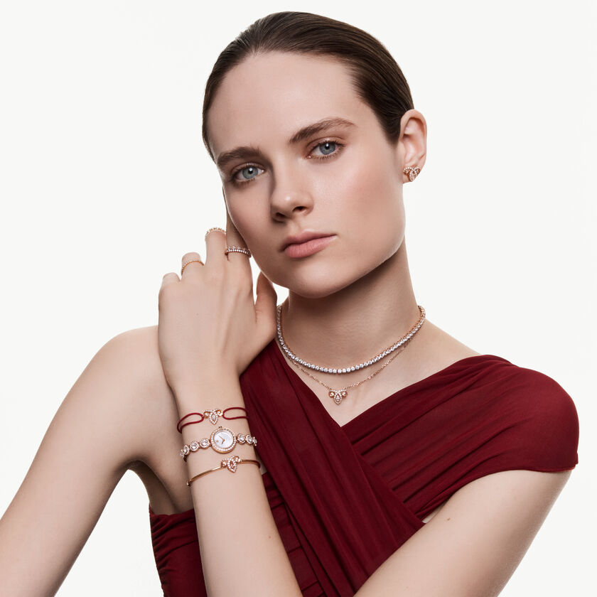 swarovski chroma bangle  mixed cuts  star  white  rhodium plated