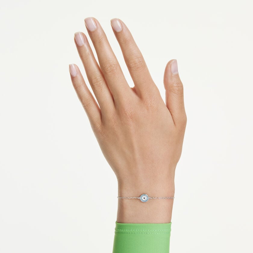 swarovski luckily bracelet  pav   eye  blue  rhodium plated