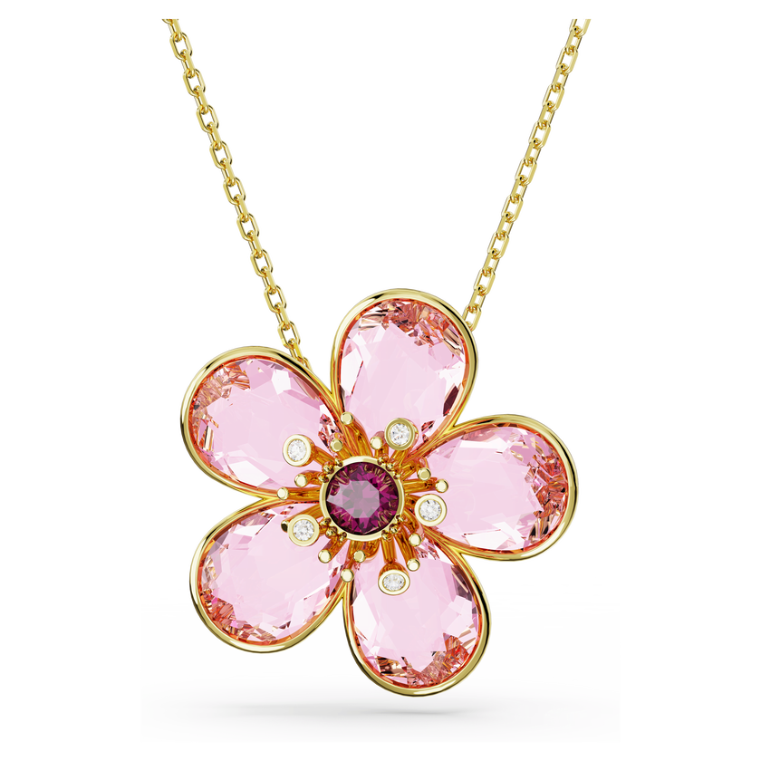 swarovski idyllia pendant  flower  small  pink  gold tone plated