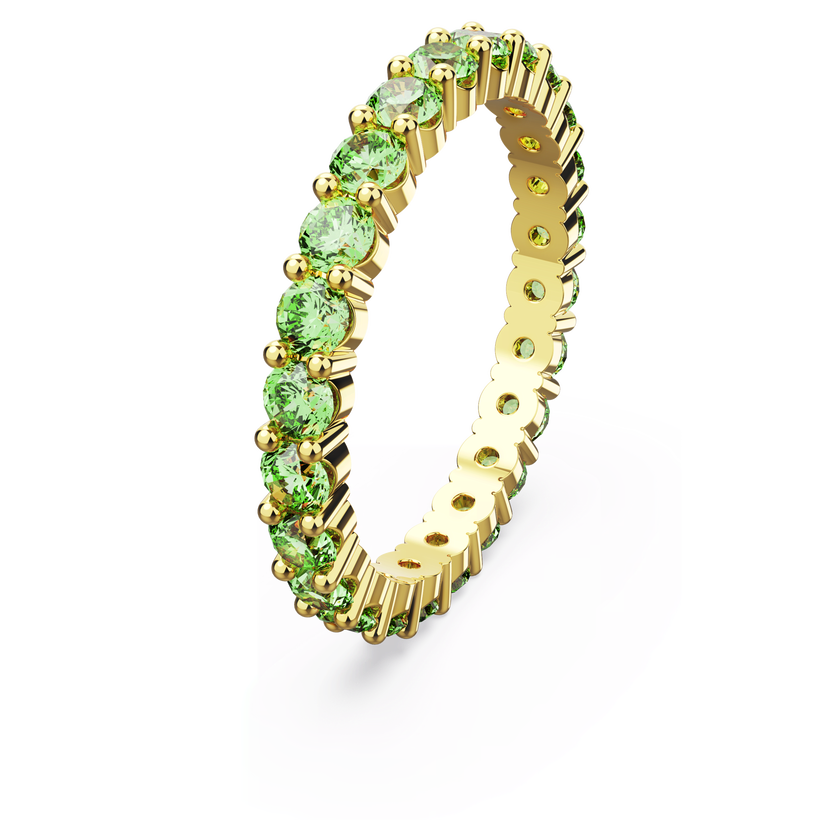 Matrix ring, Round cut, Green, Gold-tone plated, Size 50 | Swarovski Qatar