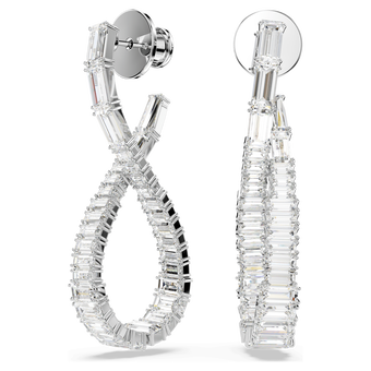 swarovski hyperbola drop earrings  infinity  white  rhodium plated