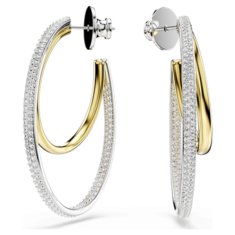 swarovski hyperbola hoop earrings  round cut  medium  white  mixed metal finish