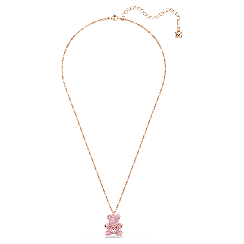 swarovski teddy pendant  bear  pink  18k rose gold finish