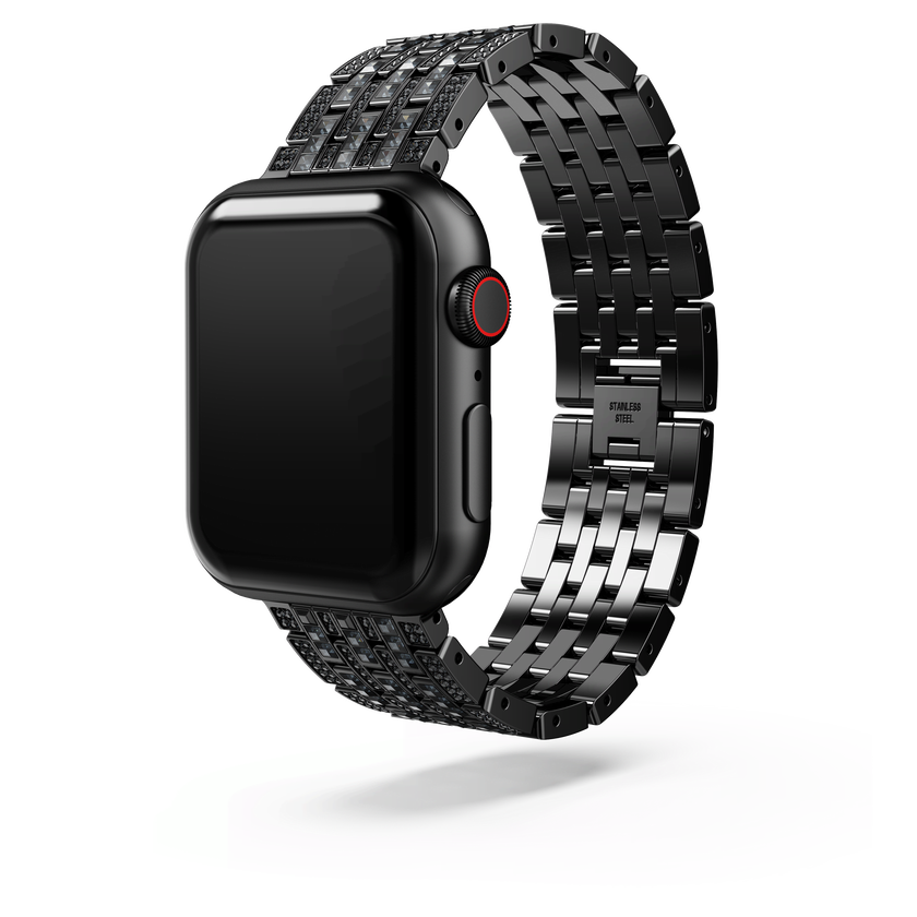 swarovski princess strap  for apple watch  40mm   41mm  black  black finish
