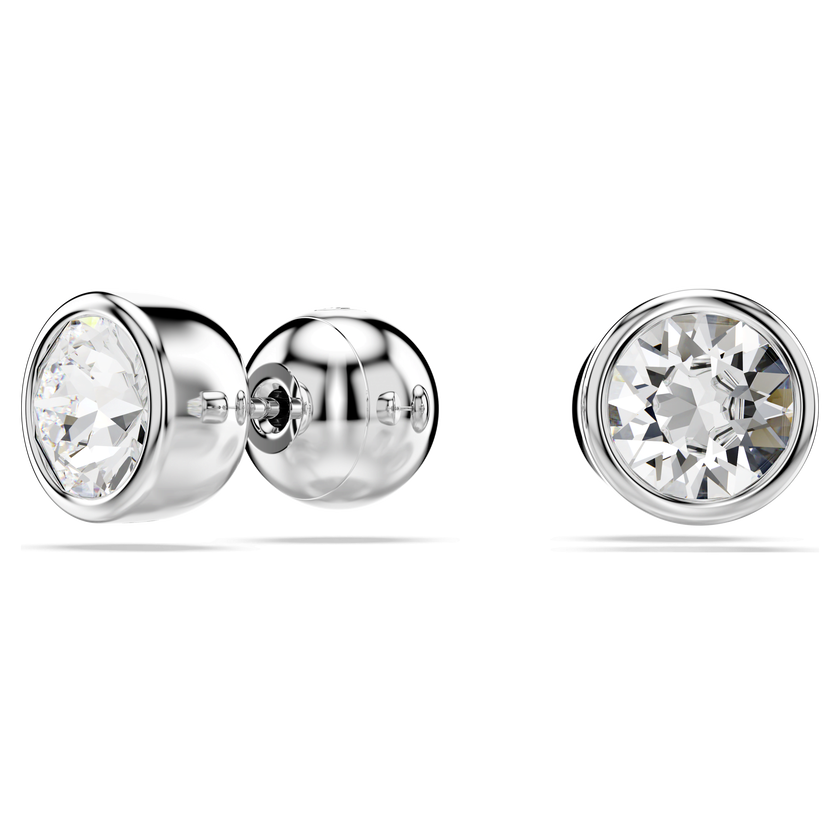 swarovski imber stud earrings  round cut  white  rhodium plated