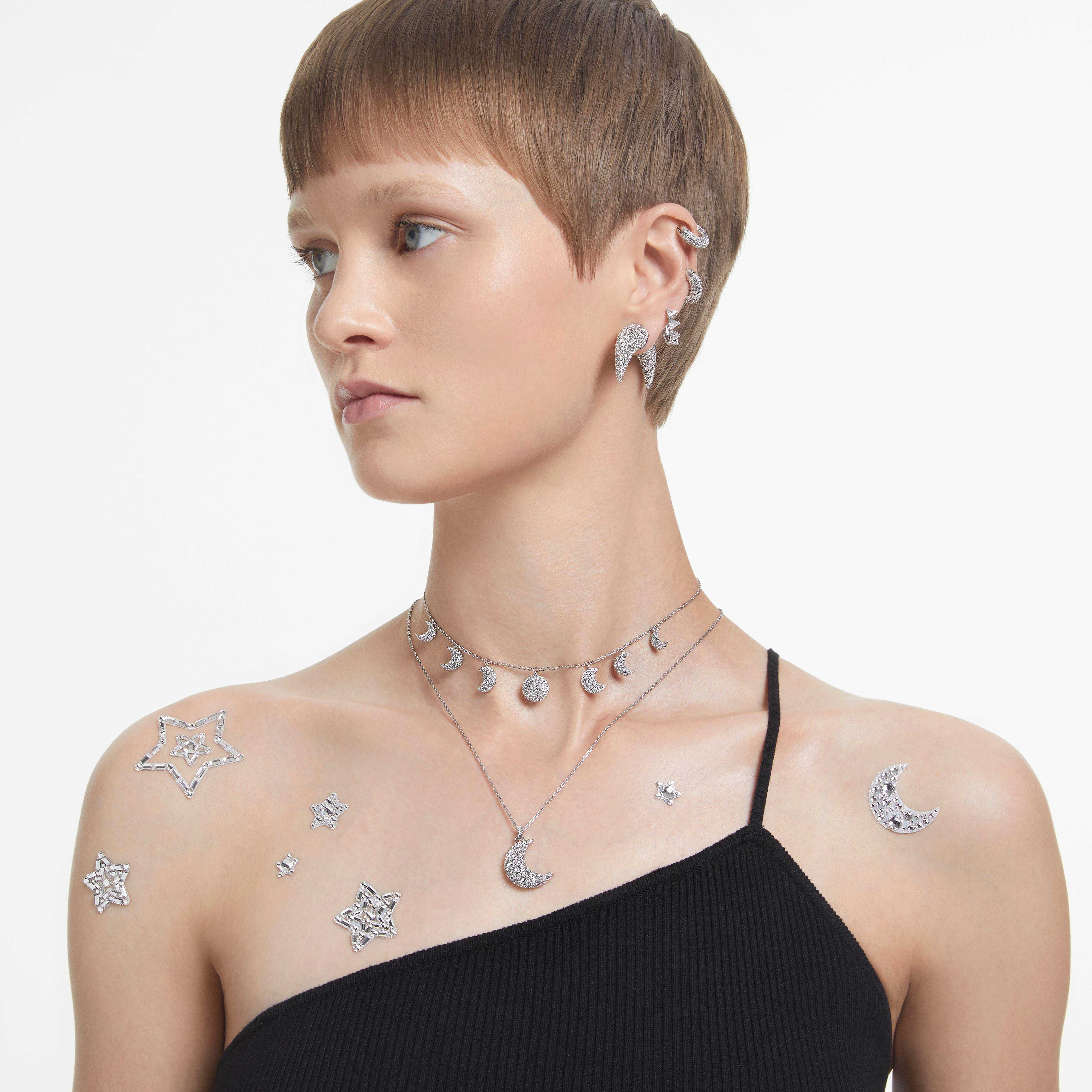 swarovski dextera hoop earrings  pav  crystal  rhodium plated