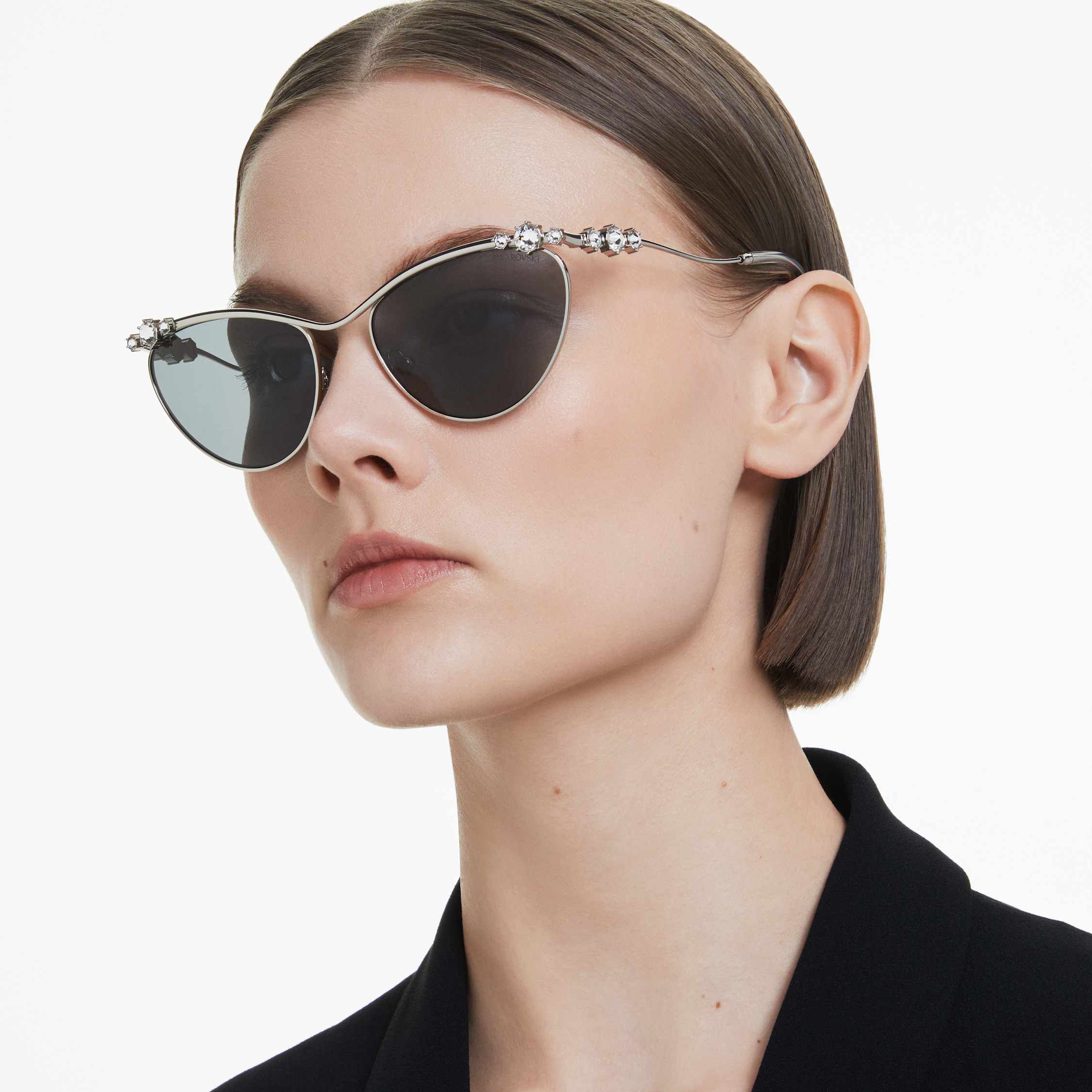 swarovski sunglasses  oval shape  sk7017  silver tone