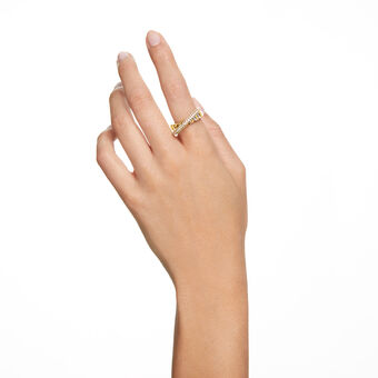 Rota cocktail ring, Mixed cuts, White, Gold-tone plated