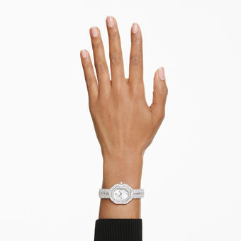 swarovski matrix octagon watch  baguette cut  metal bracelet  silver tone  stainless steel