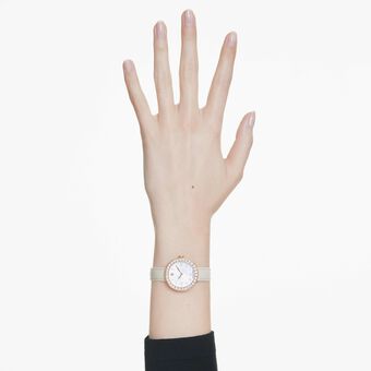 swarovski certa watch  swiss made  leather strap  pink  rose gold tone finish