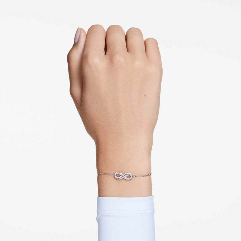 swarovski hyperbola bracelet  infinity  white  rhodium plated