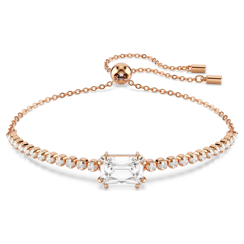 swarovski matrix tennis bracelet  mixed cuts  white  rose gold tone plated