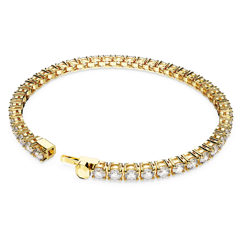 swarovski matrix tennis bracelet  round cut  white  18k gold finish