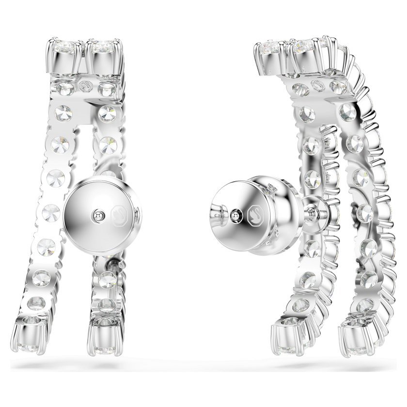 swarovski matrix ear cuffs  round cut  white  rhodium plated