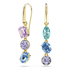 swarovski gema drop earrings  asymmetrical design  mixed cuts  multicolored  gold tone plated