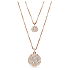 Meteora layered pendant, White, Rose gold-tone plated