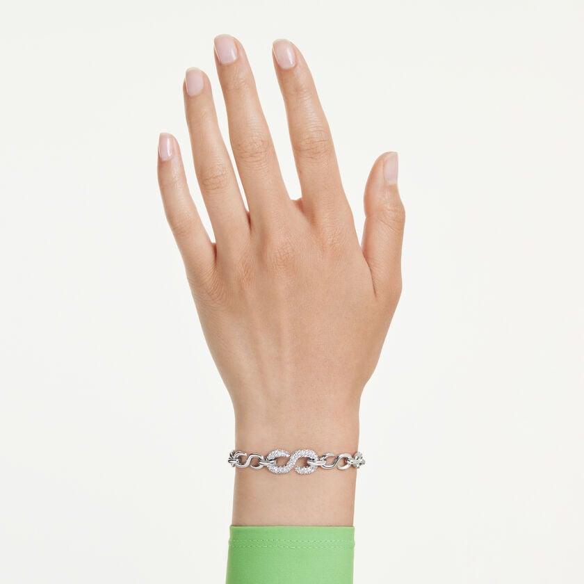 swarovski dextera bracelet  round cut  white  rhodium plated