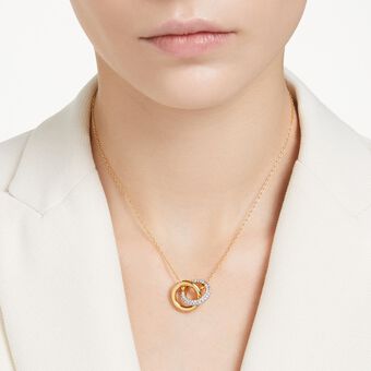 swarovski dextera pendant  interlocking loop  white  18k gold finish