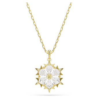 swarovski magic pendant  mixed cuts  snowflake  white  18k gold finish