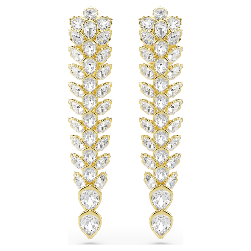 swarovski idyllia drop earrings  mixed cuts  long  white  gold tone plated