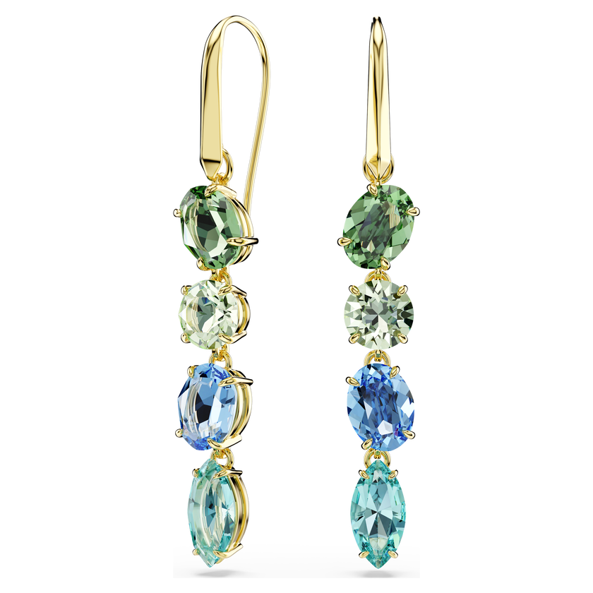 swarovski gema drop earrings  mixed cuts  multicolored  gold tone plated