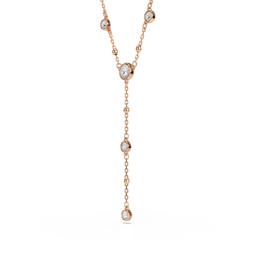 swarovski imber y necklace  round cut  white  18k rose gold finish