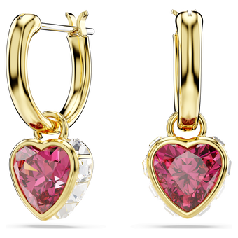 swarovski chroma drop earrings  heart  red  18k gold finish
