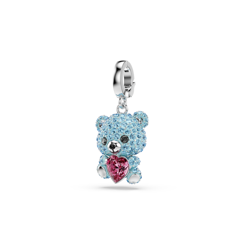 swarovski idyllia charm  mixed cuts  teddy  blue  rhodium plated