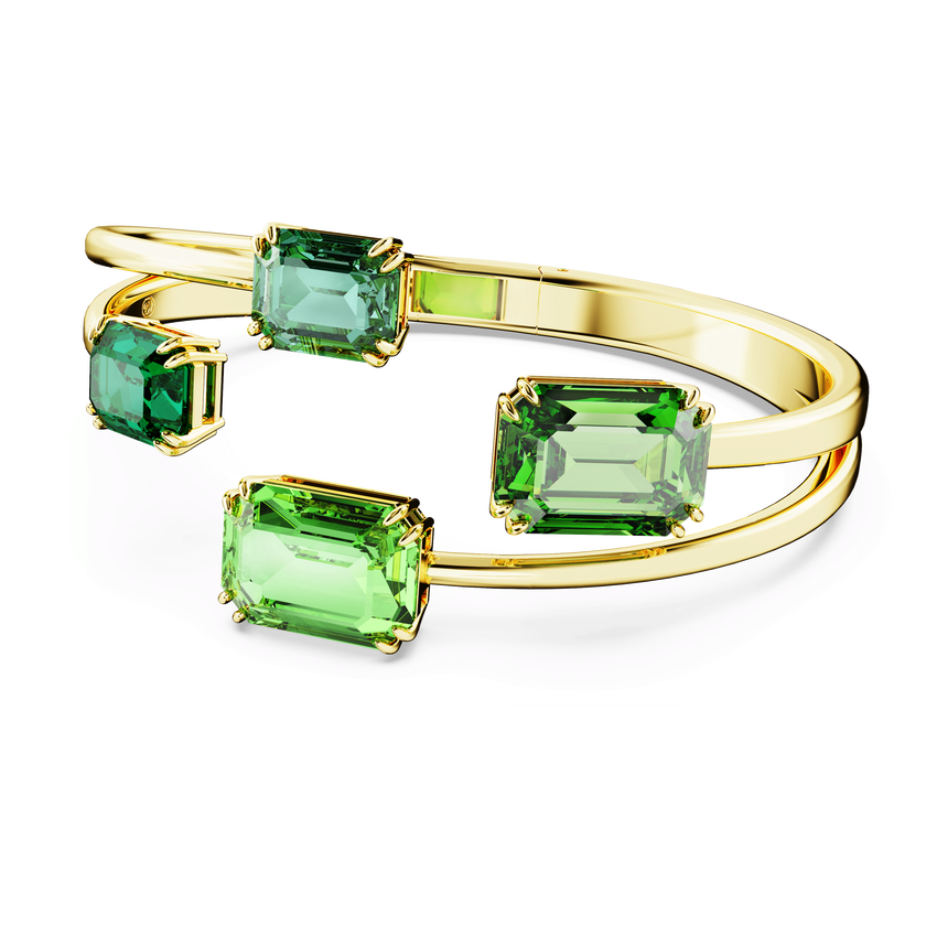 swarovski millenia bangle  octagon cut  green  gold tone plated