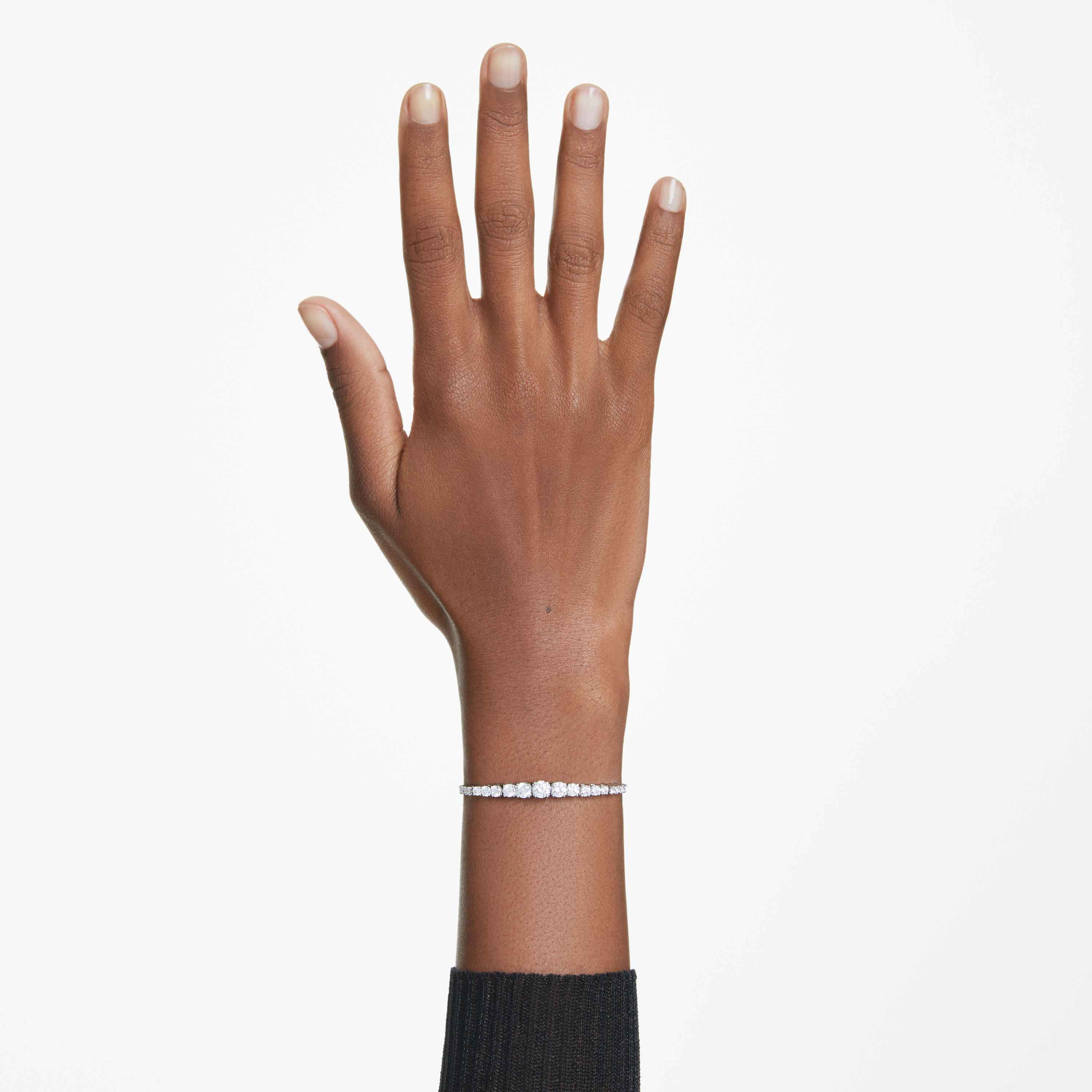 swarovski matrix bracelet  gradient of round cuts  white  rhodium plated