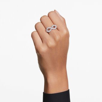 swarovski hyperbola cocktail ring infinity white rhodium plated