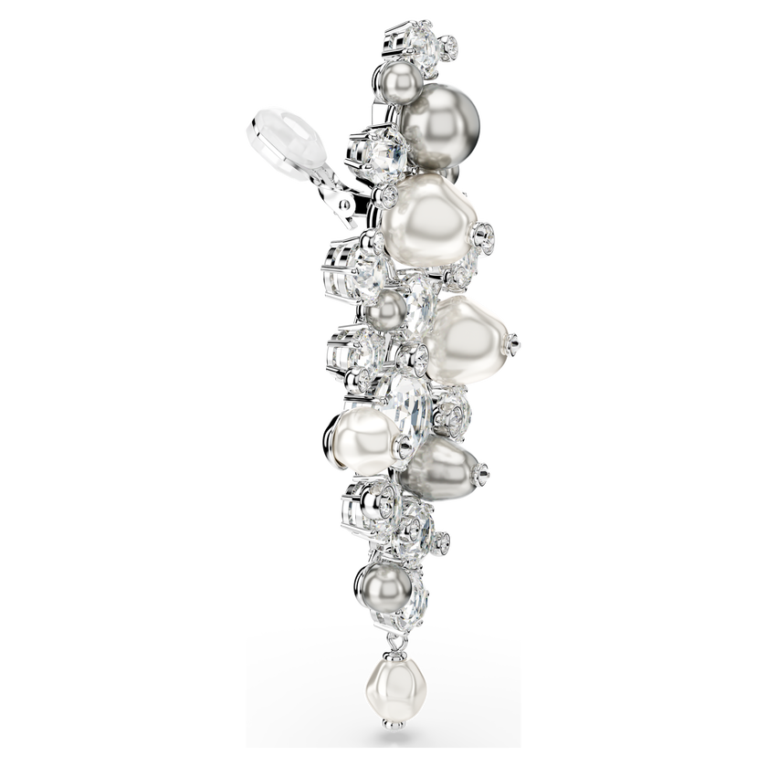swarovski constella earrings  crystal pearl  round cut  white  rhodium plated