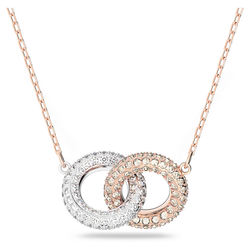 swarovski dextera necklace  intertwined circles  white  rose gold tone plated