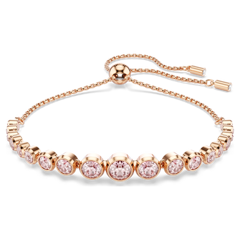 swarovski imber bracelet  mixed round cuts  pink  18k rose gold finish