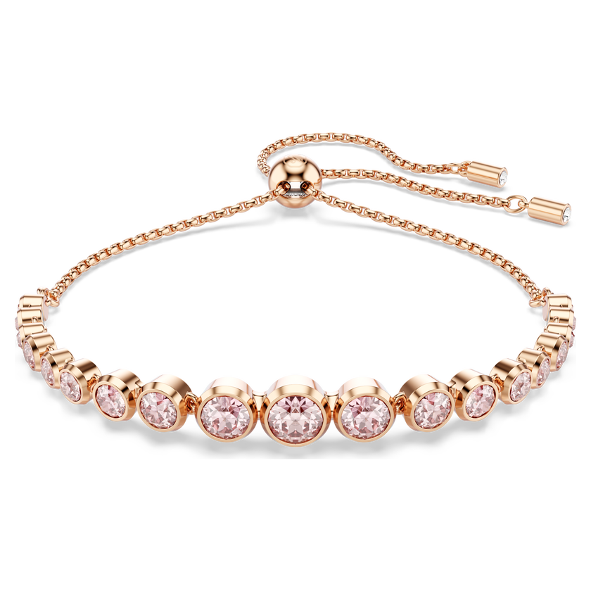 swarovski imber bracelet  mixed round cuts  pink  18k rose gold finish