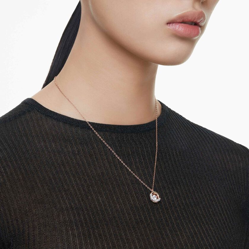 swarovski dextera pendant  round cut  white  rose gold tone plated