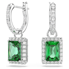 swarovski una angelic drop earrings  rectangular cut  pav   green  rhodium plated