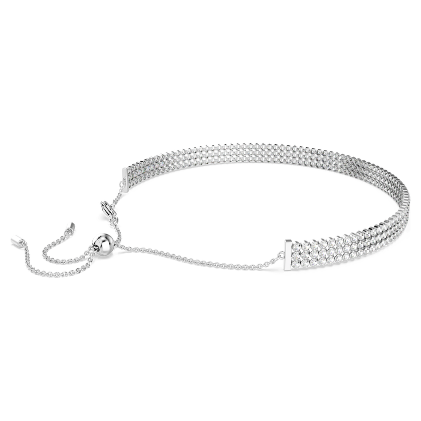 swarovski matrix tennis choker  round cut  white  rhodium plated