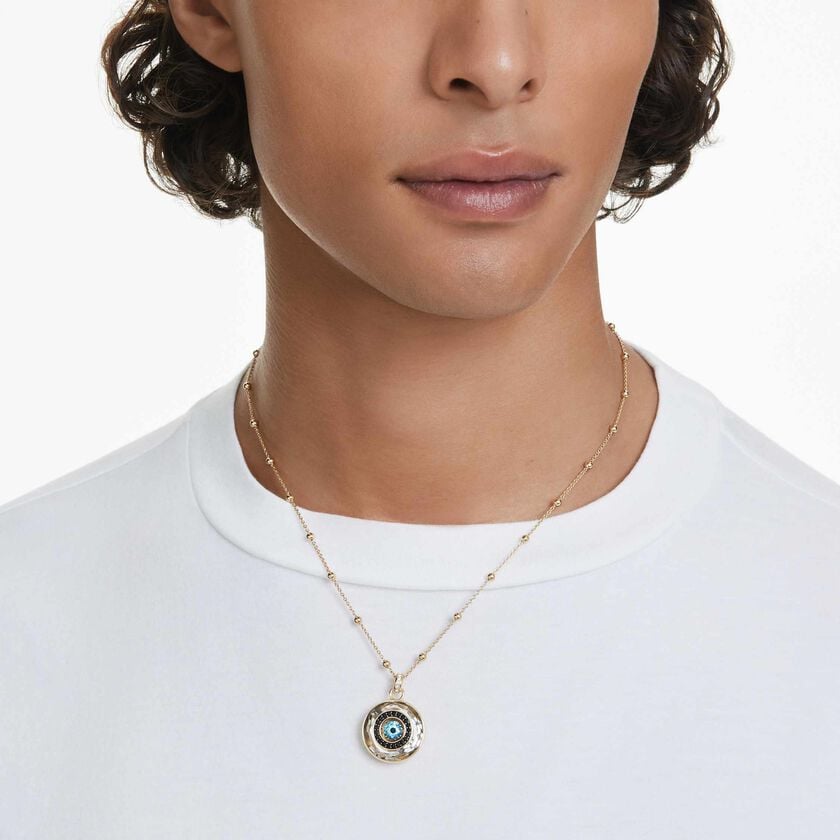 swarovski symbolica pendant  evil eye  medium  multicolored  gold tone plated