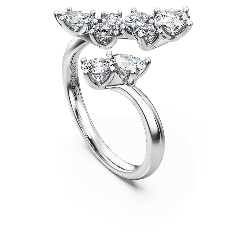 swarovski galaxy bypass ring  lab grown diamonds 1 25 ct tw  mixed shapes  18k white gold