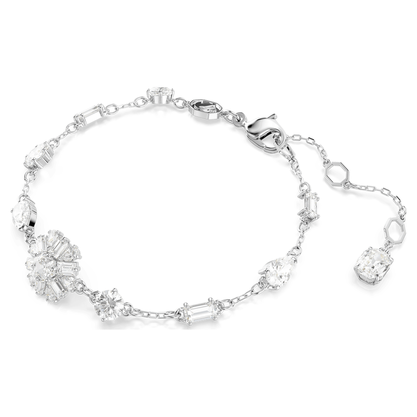 swarovski idyllia bracelet  mixed cuts  snowflake  white  rhodium plated