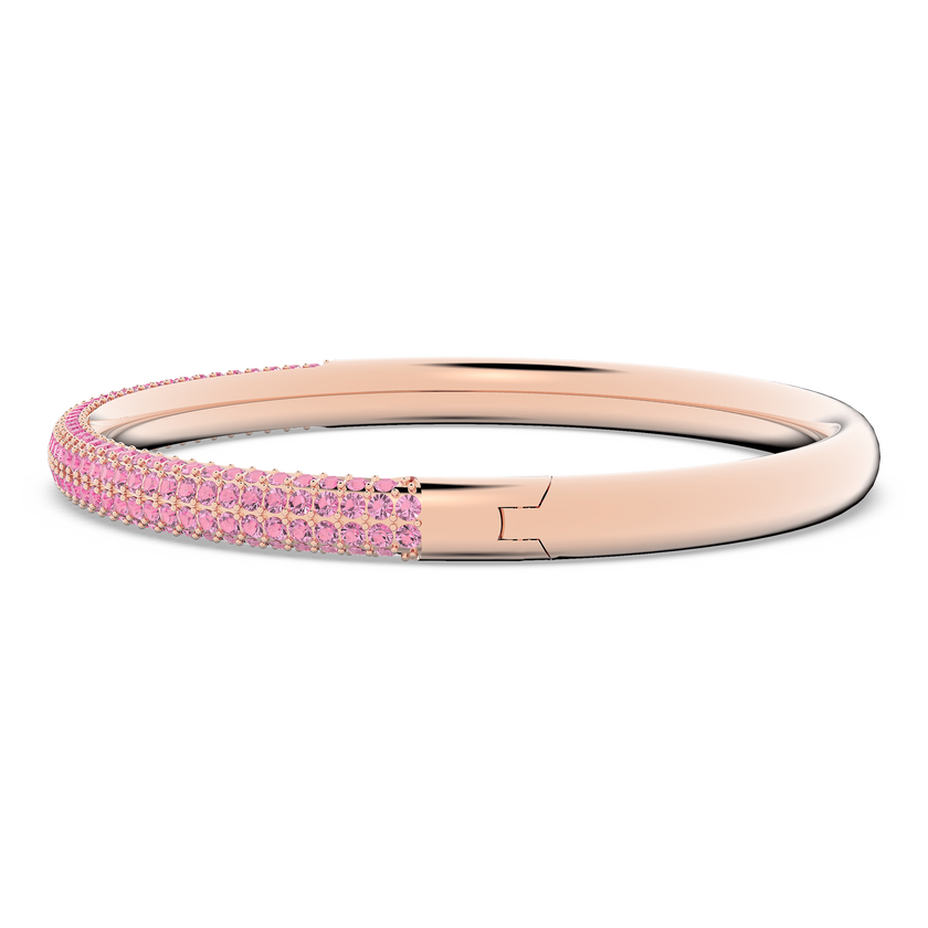 swarovski stone bangle  pink  rose gold tone pvd